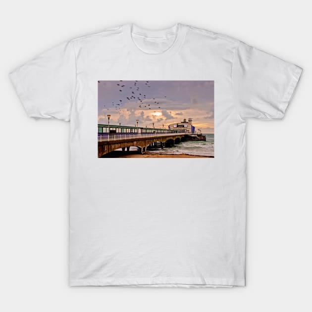 Bournemouth Pier And Beach Dorset England T-Shirt by Andy Evans Photos